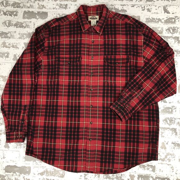 Eddie Bauer Other - LEGENDS FLANNEL SHIRT 2XLT MENS EDDIE BAUER TARTAN PLAID RED BLACK BUTTON UP